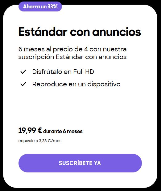 skyshow precio mensual con anuncios estudiantes
